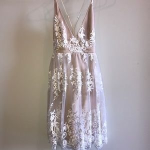 Lulus white/nude tulle dress